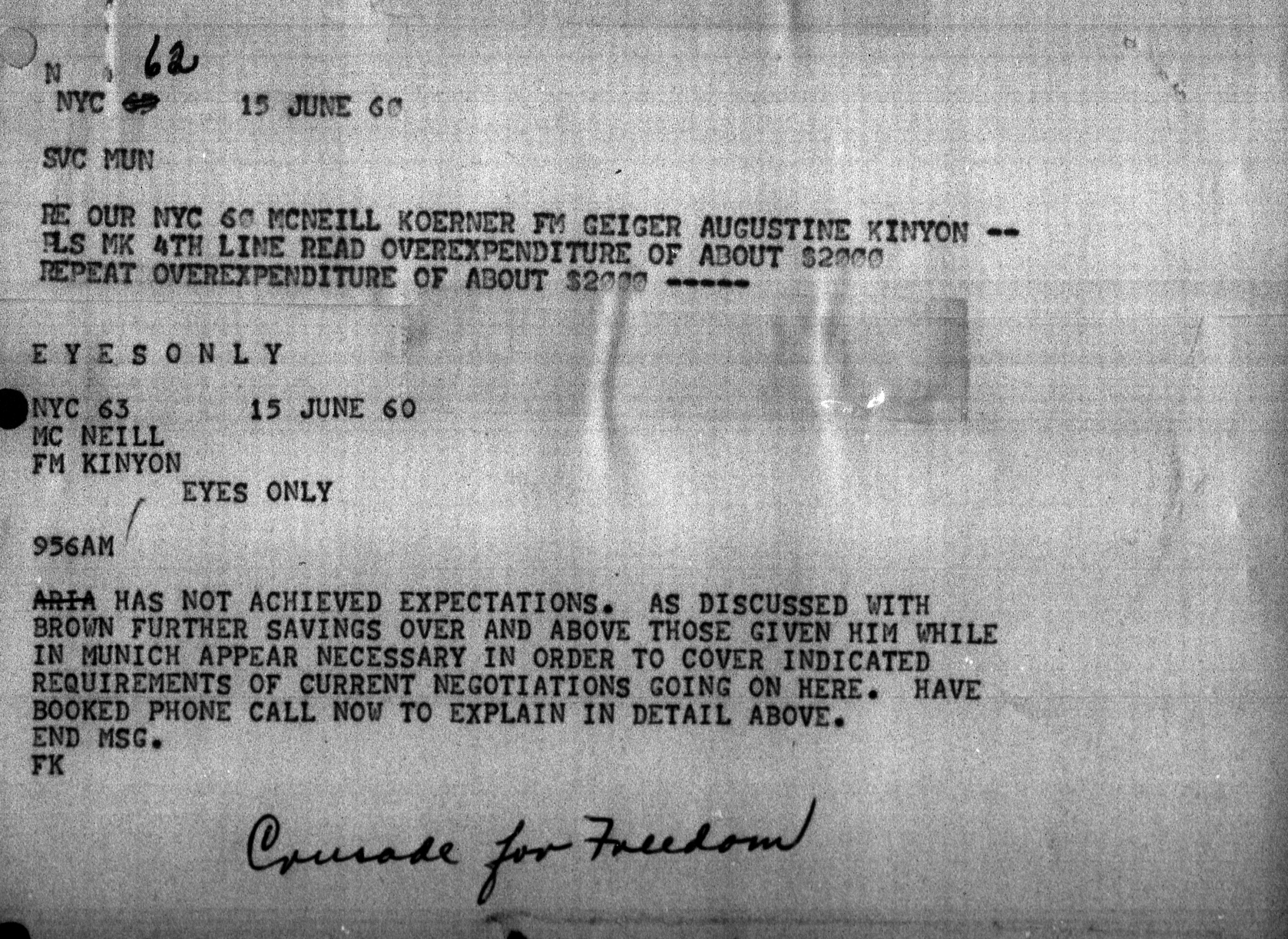 FEC Munich/New York Encrypted Messages - an example (FEC Collection, OSA)